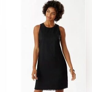 Tommy Bahama Two Palms Linen Black Sleeveless Sheath Midi Dress